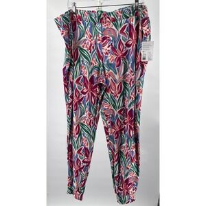 NWT Women's Jockey Pajama Lounge Pants Soft Knit Cuffed Ankle Size XL Floral